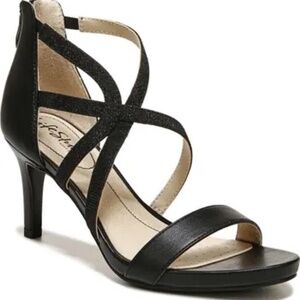 LifeStride Women Heeled Sandal Masquerade Strappy Zipper Open Toe Dressy Black 7